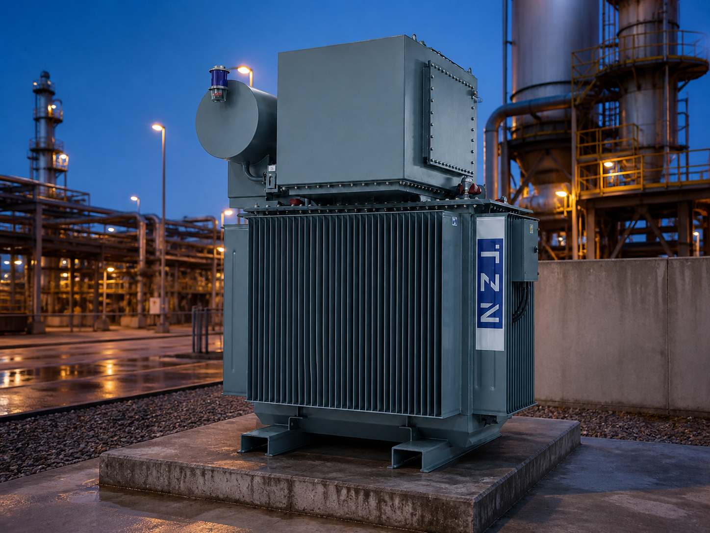 Compact TZN transformer supporting an oil and gas process facility