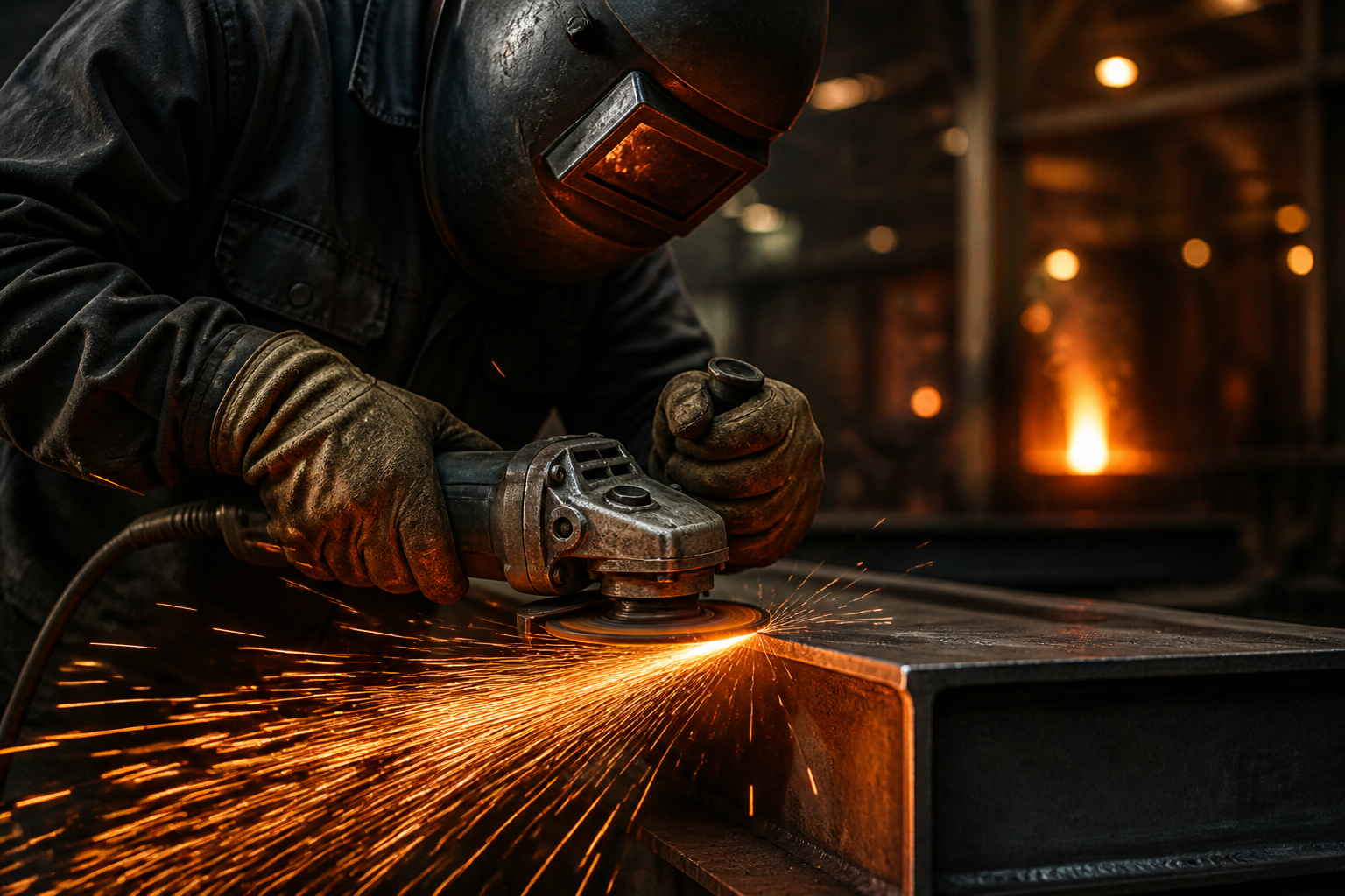 Detailed metalworking process during industrial production